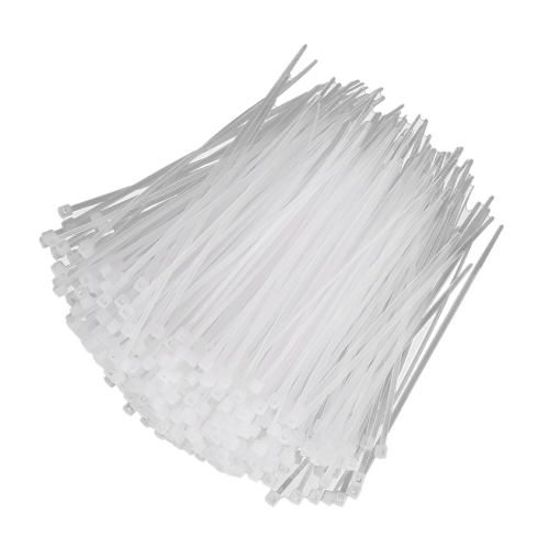 1000 pièces 3 attaches de câble en plastique autobloquantes standard 100/150 mm, blanc
