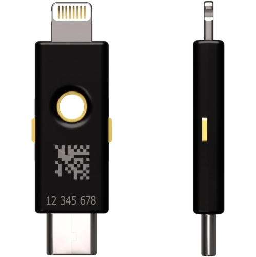 Yubico - YubiKey 5Ci - Clé de sécurité d'authentification multifacteur pour Android/PC/iPhone, connecteurs doubles pour Lightning/USB-C.