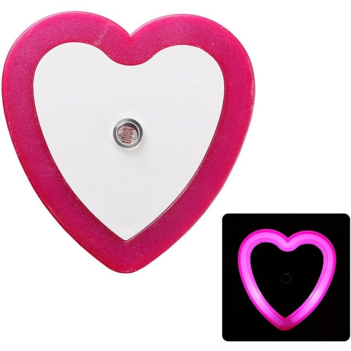 8 pcs 0.5W Plug-in Auto Sensor Control LED Night Light Lamp Bedroom Hallway Heart Shaped