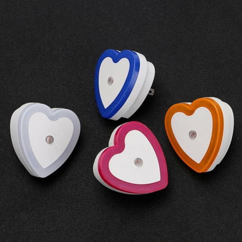 8 pcs 0.5W Plug-in Auto Sensor Control LED Night Light Lamp Bedroom Hallway Heart Shaped
