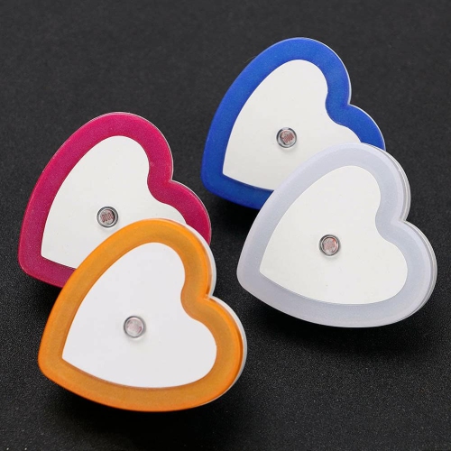 8 pcs 0.5W Plug-in Auto Sensor Control LED Night Light Lamp Bedroom Hallway Heart Shaped