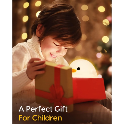 Duck Night Light - Cute Duck Lamp, Silicone Dimmable Nursery Nightlight, Rechargeable LED Bedside Lamp for Baby Girls Women Bedrooms, Living Room