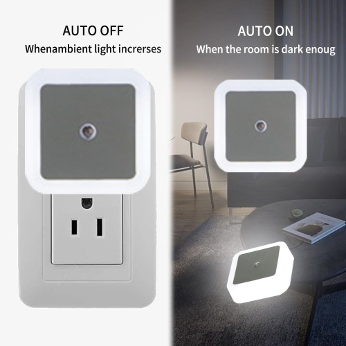 4 Packs Night Lights Plug into Wall,Dusk-to-Dawn Sensor with Automatically Turn on and Off Night Light,Bedroom,Bathroom,Stairs,White