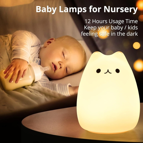 Cute Kitty Night Light,Gifts for Women Teen Girls Baby,Night Lights for Kids Bedroom,Cute Christmas Kitty Silicone Nightlights for Children Toddler