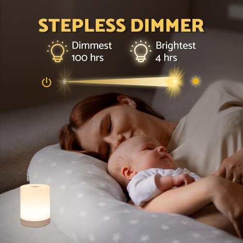 Touch Night Light for Baby Nursery,Dimmable Portable Rechargeable Battery Operated Night Light, Wireless Bedside Mini Lamp for Bedroom, Bathroom