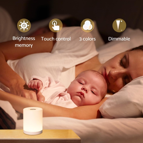 Touch Night Light for Baby Nursery,Dimmable Portable Rechargeable Battery Operated Night Light, Wireless Bedside Mini Lamp for Bedroom, Bathroom