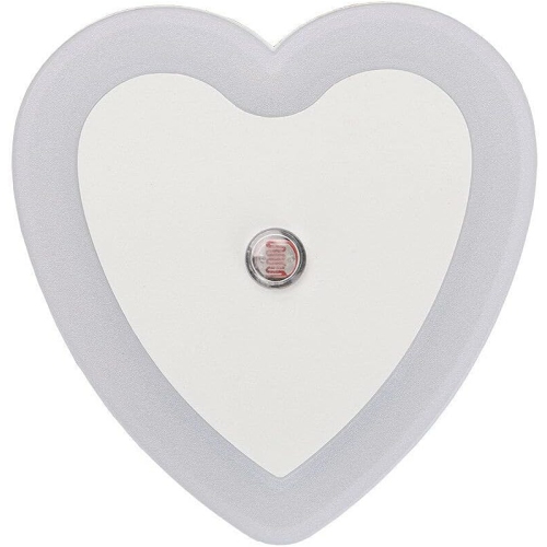 HTUTWOO  8 PCs 0.5W Plug-In Auto Sensor Control Led Night Light Lamp Bedroom Hallway Heart Shaped (White)