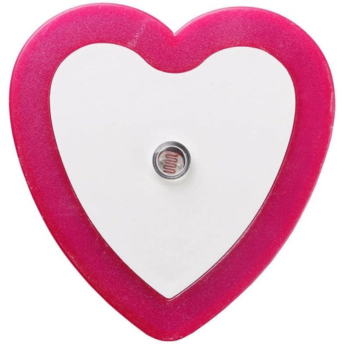 HTUTWOO  8 PCs 0.5W Plug-In Auto Sensor Control Led Night Light Lamp Bedroom Hallway Heart Shaped (Pink)