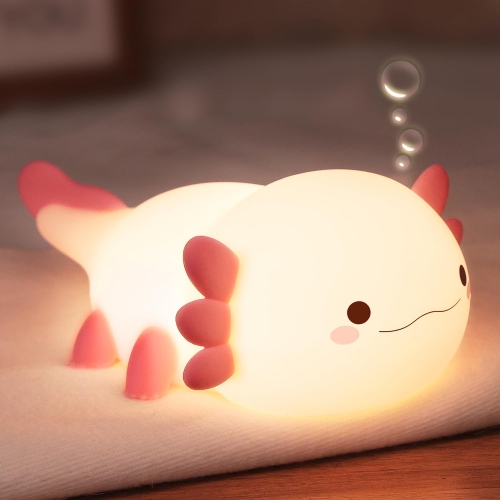 Cute Axolotl Veilleuse, lampe en silicone souple Veilleuse LED Touch, décoration de chambre comme cadeau d'anniversaire de Noël pour garçons filles