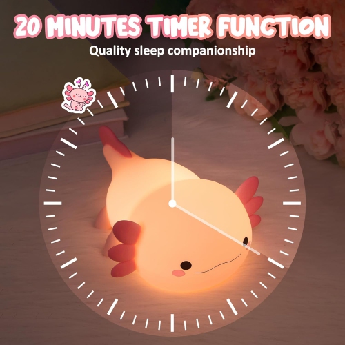 Cute Axolotl Veilleuse, lampe en silicone souple Veilleuse LED Touch, décoration de chambre comme cadeau d'anniversaire de Noël pour garçons filles