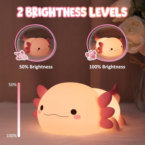 Cute Axolotl Veilleuse, lampe en silicone souple Veilleuse LED Touch, décoration de chambre comme cadeau d'anniversaire de Noël pour garçons filles