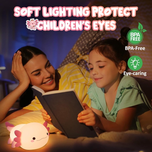 Cute Axolotl Veilleuse, lampe en silicone souple Veilleuse LED Touch, décoration de chambre comme cadeau d'anniversaire de Noël pour garçons filles