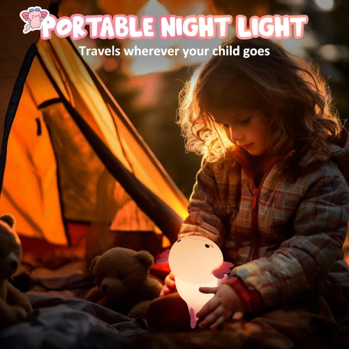 Cute Axolotl Veilleuse, lampe en silicone souple Veilleuse LED Touch, décoration de chambre comme cadeau d'anniversaire de Noël pour garçons filles