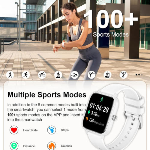 Smart Watch for Women with Bluetooth Call/Read Messages, 1.83" Activity Trackers with 100+ Sports Modes, Step Counter, Heart Rate Monitor, Sleep