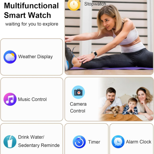 Smart Watch for Women with Bluetooth Call/Read Messages, 1.83" Activity Trackers with 100+ Sports Modes, Step Counter, Heart Rate Monitor, Sleep
