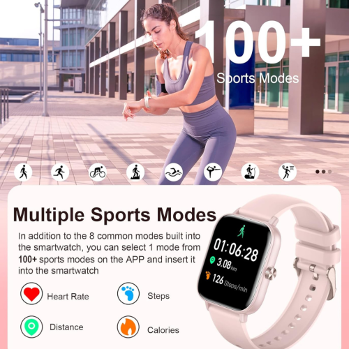 Smart Watch for Women with Bluetooth Call/Read Messages, 1.83" Activity Trackers with 100+ Sports Modes, Step Counter, Heart Rate Monitor, Sleep