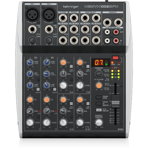 Behringer XENYX 1002SFX Premium Analog 10-Input Mixer with USB Streaming Interface