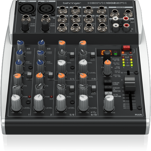 Behringer XENYX 1002SFX Premium Analog 10-Input Mixer with USB Streaming Interface