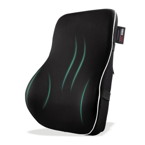 Image 1 of 7.. ObusForme Lumbar Support Memory Foam Back Rest with Dual Adjustable Straps – Ergonomic Cushion for Office Chair, Home Seating, Gaming Chair