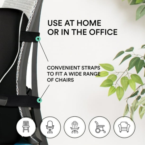 ObusForme Lumbar Support Memory Foam Back Rest with Dual Adjustable Straps – Ergonomic Cushion for Office Chair, Home Seating, Gaming Chair