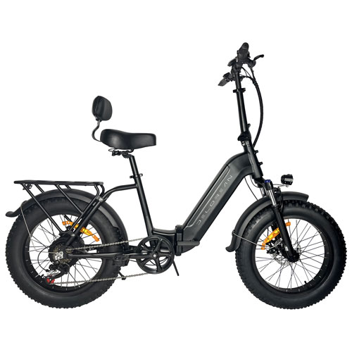 Delorean DM600 Foldable Step-Through Electric City Bike (750W Motor / 60km Range / 32km/h Top Speed) - Black
