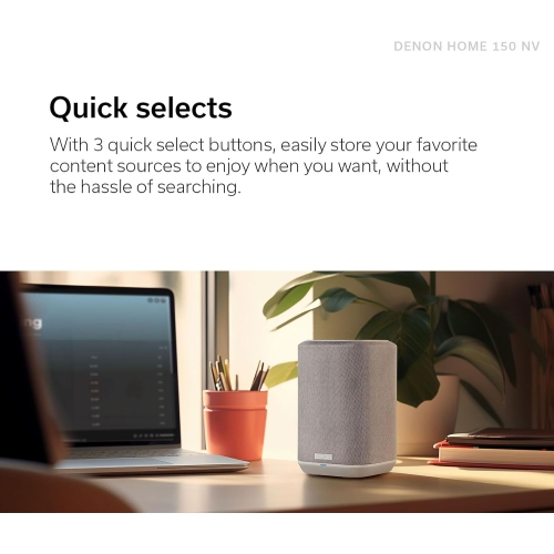 Denon Home 150 NV Wireless Speaker, 1" Tweeter, 3.5" Woofer, Home Speaker with HEOS Built-in, AirPlay 2, and Bluetooth, Multi-Room Streaming, Simple