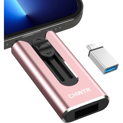 Clé USB 512&nbsp;Go pour iPhone Photo Stick, Clé USB haute vitesse 4-en-1 pour iPhone, Clé USB Stockage externe pour iPhone/iPad/Android/PC