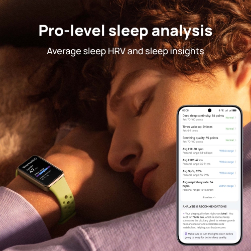 Montre intelligente Band 10 DE Huawei avec suivi de la mise en forme à IA, analyse du sommeil professionnelle, bien-être émotionnel, design