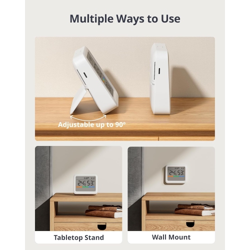 Thermomètre et hygromètre Pro de SwitchBot | Capteur d'humidité et de température intérieur Bluetooth avec commande par application, grand écran LCD,