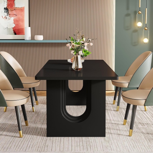 Tribesigns Modern Dining Table for 6 to 8 People, 71" Large Kitchen Dining Table with Wood Pedestal Base