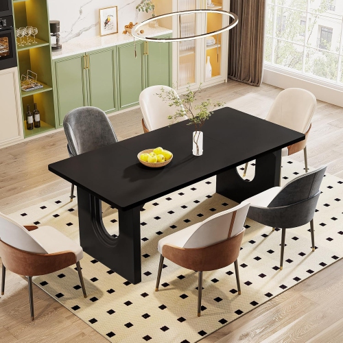 Tribesigns Modern Dining Table for 6 to 8 People, 71" Large Kitchen Dining Table with Wood Pedestal Base
