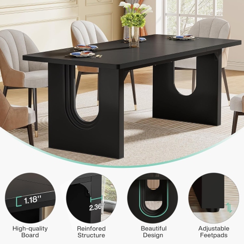 Tribesigns Modern Dining Table for 6 to 8 People, 71" Large Kitchen Dining Table with Wood Pedestal Base