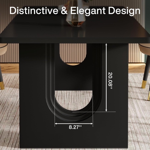 Tribesigns Modern Dining Table for 6 to 8 People, 71" Large Kitchen Dining Table with Wood Pedestal Base