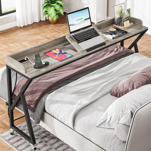Tribesigns – Table surélevée, grand lit de 70,9&nbsp;po, bureau avec planche à inclinaison réglable, chariot d'ordinateur portatif