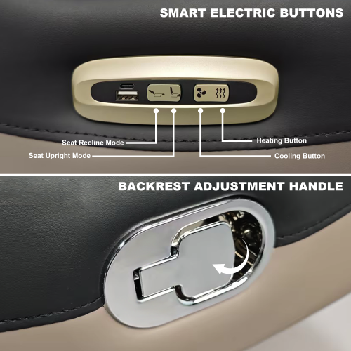 Kinnls Carlo Genuine Leather Power Recliner Chair with Foot Rest 400Lbs, Ventilated Heating Home Office Desk Chairs (Black)