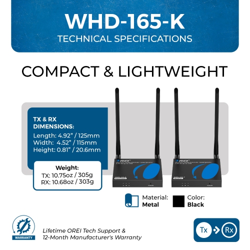 OREI 1080p Wireless HDMI Extender - 165ft (WHD-165-K)