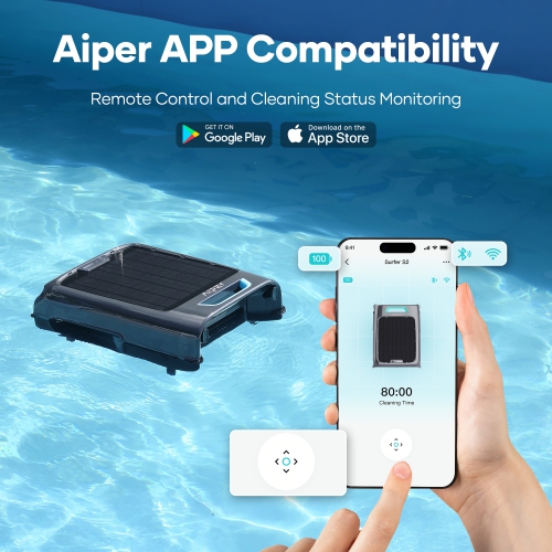 Aiper Surfer S2 - 24/7 écrémage robotique automatique solaire de piscine avec DebrisGuard™, compatibilité avec application Aiper, anti-Stranding