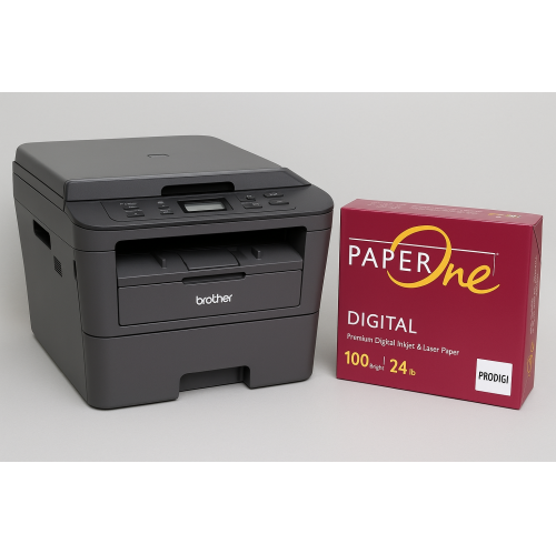 BROTHER  Monochrome Dcpl2460Dw Laser Multifunction Printer, Wireless+1 Box Of 24# 100 Bright Laser Paper