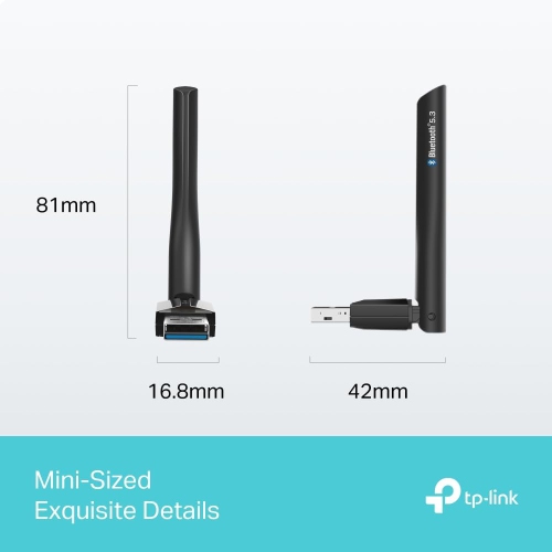 TP-Link USB Bluetooth Adapter for PC, Bluetooth 5.3 Dongle - Long Range, Adjustable Antenna, Supports Windows 11/10/8.1/7
