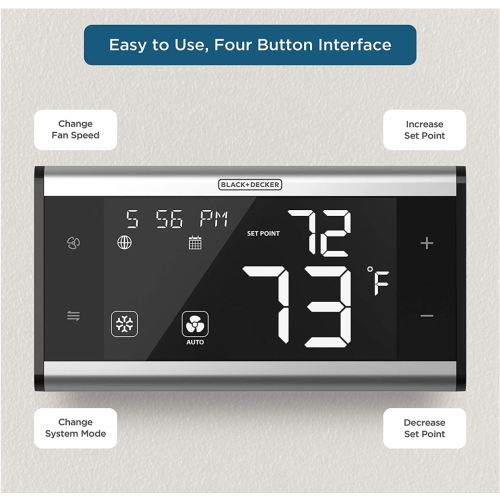 Thermostat résidentiel Wi-Fi compatible avec appareil de domotique BLACK+DECKER