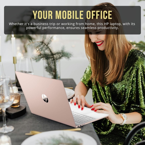 HP 17.3" HD+ BrightView Laptop, Intel Celeron N4120, 416GB Storage,4GB RAM, Intel UHD Graphics, Windows 11 Home, Rose Gold