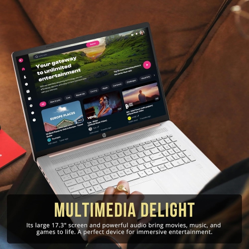 HP 17.3" HD+ BrightView Laptop, Intel Celeron N4120, 672GB Storage, 8GB RAM, Intel UHD Graphics, Windows 11 Home, Rose Gold