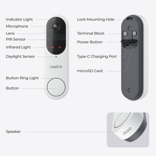 Reolink Wireless 2K Battery Video Doorbell Camera, 2.4/5 GHz WiFi, Person/Vehicle/Package Detection