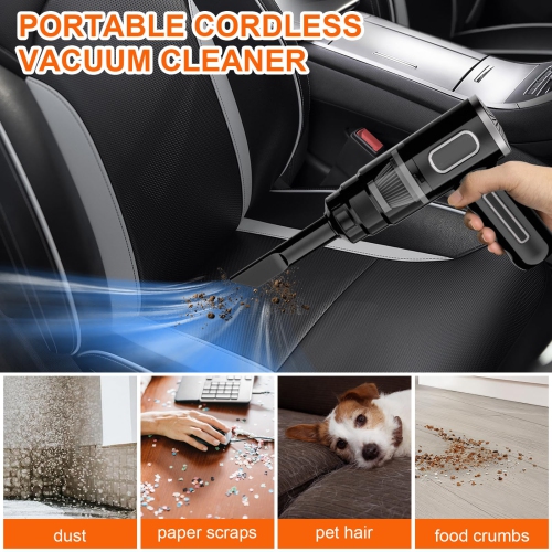 Aspirateur à main Aspirateur sans fil pour voiture Aspirateur 3000Pa Mini Aspirateur pour l'auto 4-en-1 Puissant aspirateur portatif sans fil