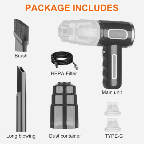 Aspirateur à main Aspirateur sans fil pour voiture Aspirateur 3000Pa Mini Aspirateur pour l'auto 4-en-1 Puissant aspirateur portatif sans fil