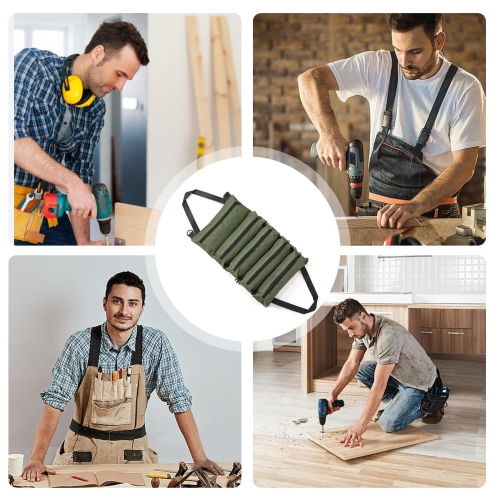 Roll-Up Tool Bag, Portable Tool Bag, 5 Pocket Tool Roll, Tool Organizer, Water Resistant Tool Bag, Mechanical Tool Bag