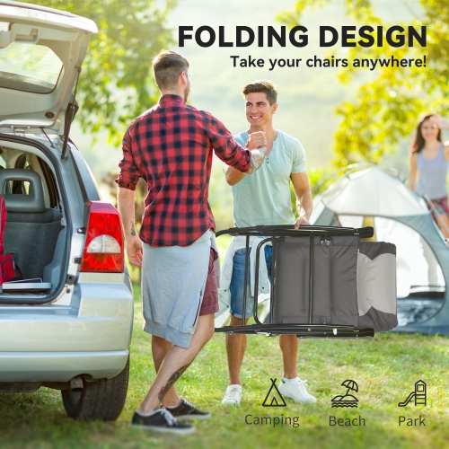 Outsunny 2pc Patio Foldable Rocking Chair Set w/ Soft Padded Seat, Backrest, and Headrest for park, backyard, garden, Light Grey