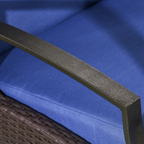 Outsunny PE Rattan Outdoor Recliner Chair, Wicker Patio Lounge Chair with Adjustable Backrest, Retractable Footrest and Cushion, Dark Blue