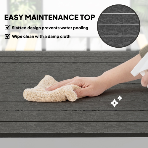 Outsunny Outdoor Dining Table for 4-6, Patio Table with Easy Maintenance Slatted Top, Rust-Resistant Aluminium Frame, for Garden, Patio, Backyard,