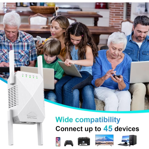 Prolongateur de portée Wi-Fi Amplificateur de signal pour la maison Puissant amplificateur Wi-Fi – Couverture jusqu'à 10000&nbsp;pi², sans fil